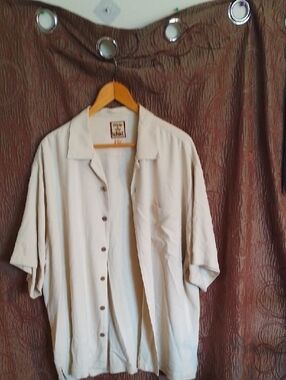 Tommy Bahama  SilkWhite Button Down Shirt with Red Logo